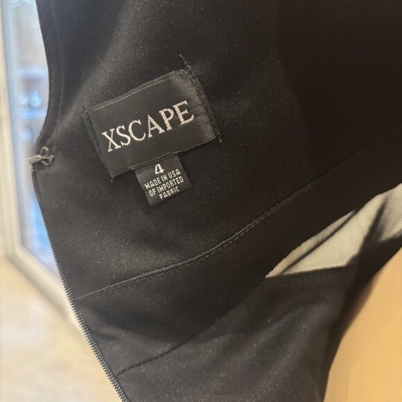 Xscape Blue and Black Fit-and Flare Cocktail Dress with Side Cutouts - Size 4 - Picture 4 of 4